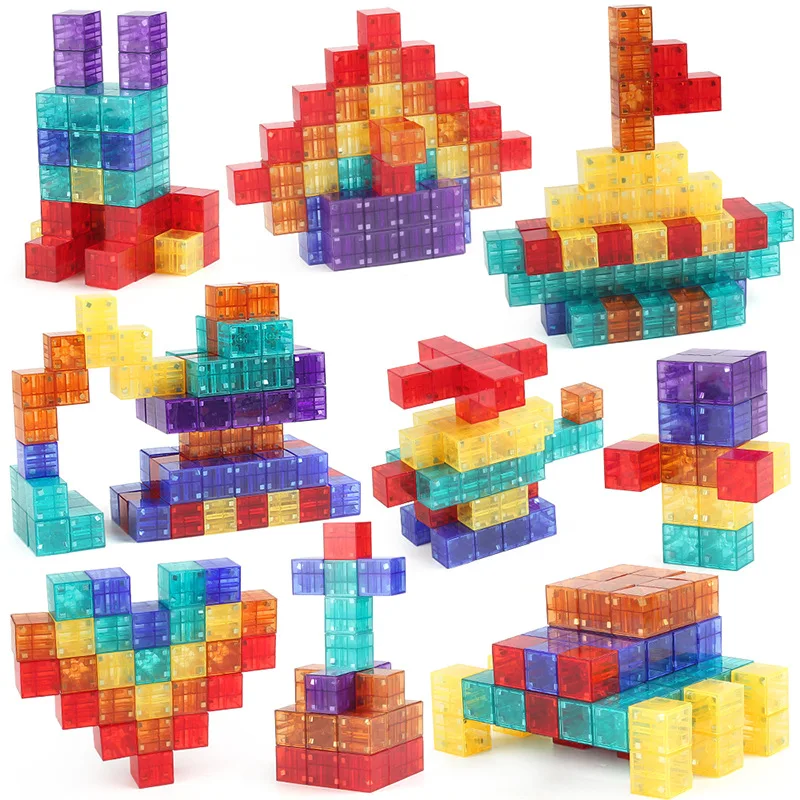 3D Transparent Magnetic Cube Kids Magic Puzzle Montessori Sensory Toy Kids Intellectual Development Stress Relief Gift
