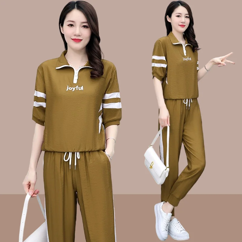 Completi estivi da donna tuta sportiva Cool felpa allentata + pantalone Running Jogger Fitness Gym Workout Set Casual abbigliamento sportivo