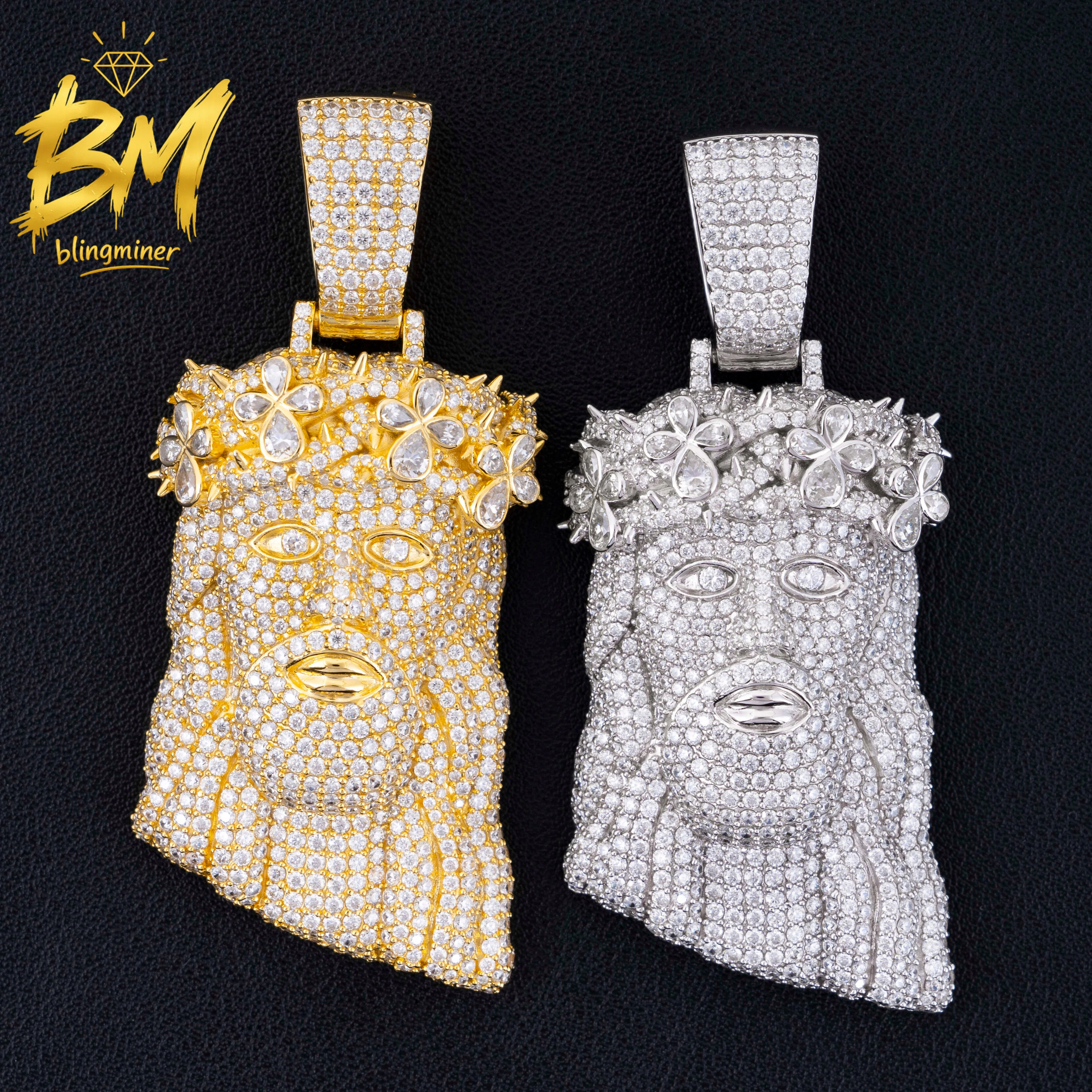 Blingminer Bling Jesus VVS Moissanite Pendant For Men Women S925 Silver Pendants Iced Out  Pass Diamonds Tester Free Shipping