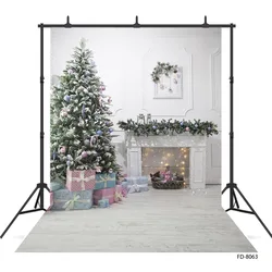 Christmas Fireplace Present White Room Vinyl Photography Background for Photo Studio Children Baby Backdrop Photophone Photozone