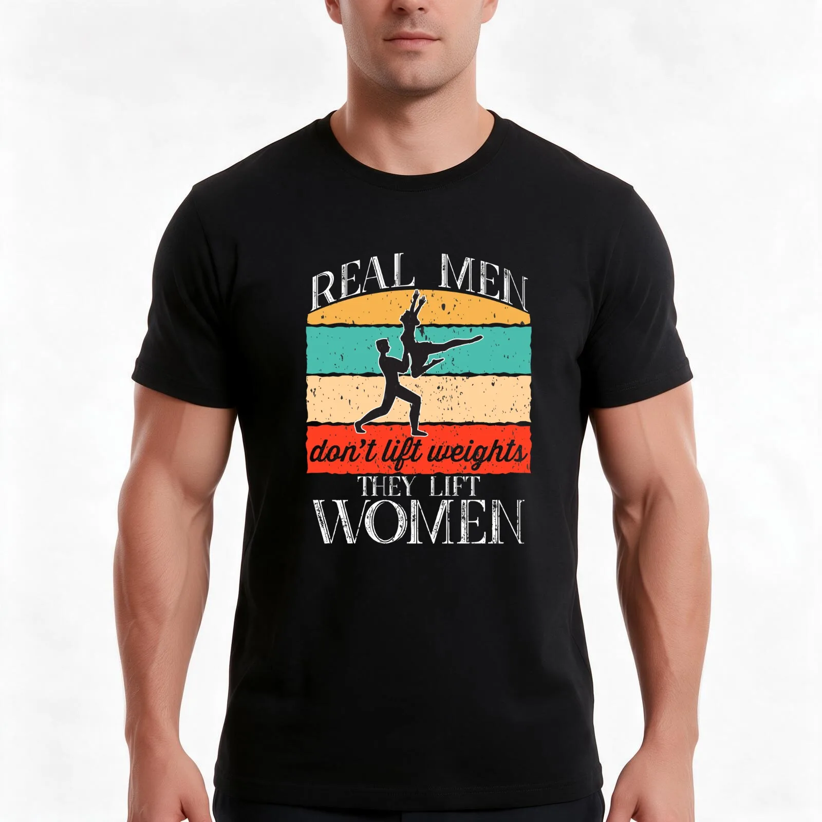 Distressed Retro Vintage Male Ballet Dancer T-Shirt, Summer Casual Cotton Tee, Oversized Streetwear Tops, Vintage Graphic Print