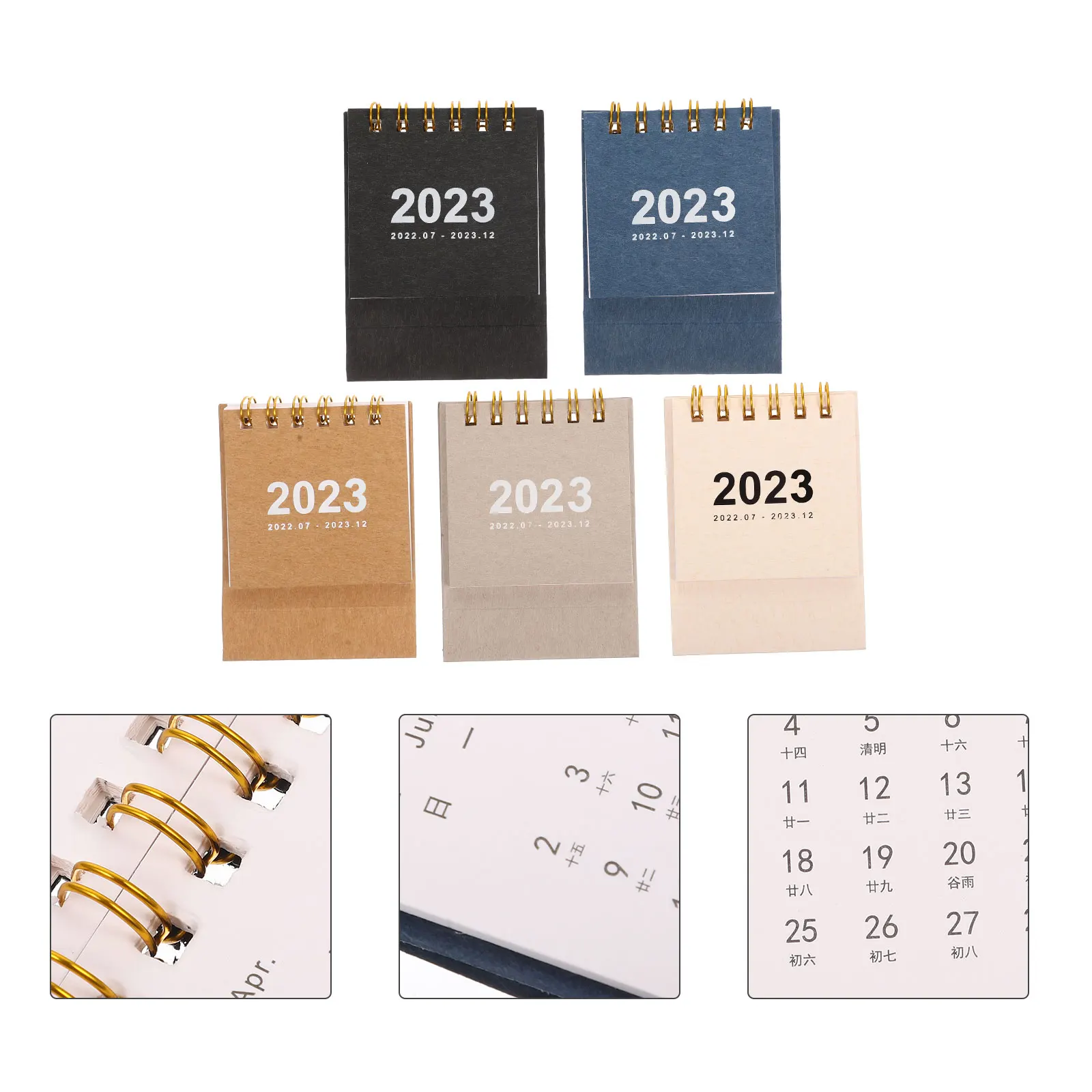 

5 Pcs Mini Desk Calendar Stand up Flip Small Standing Desktop Ministanding Calendars