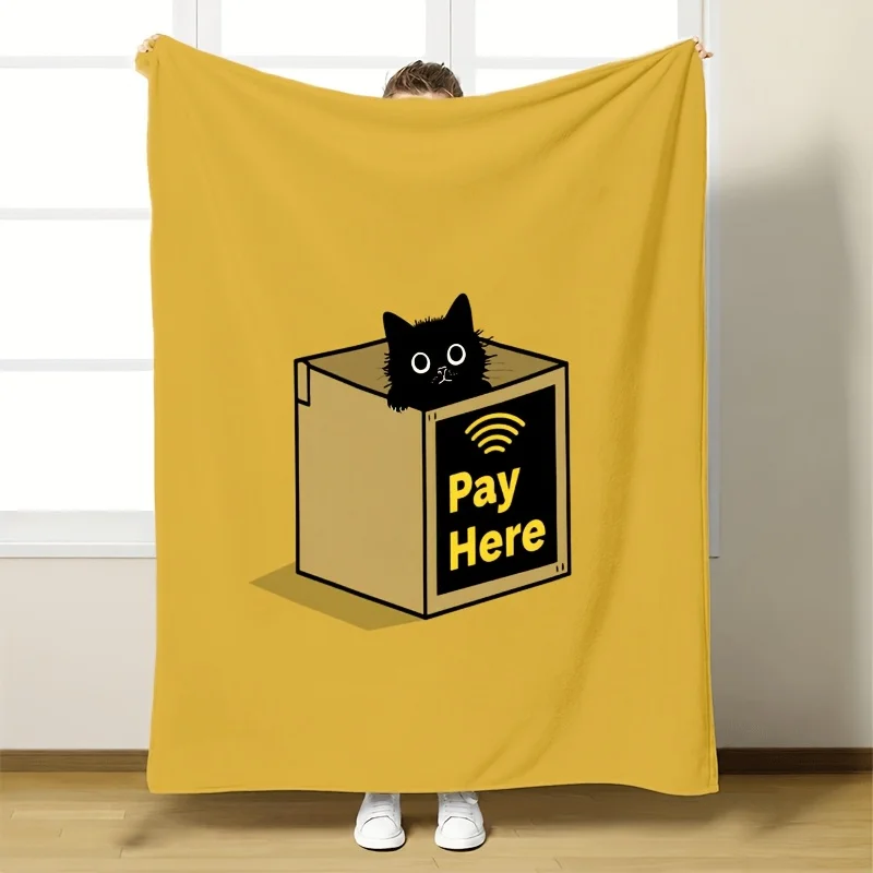 Cute Cat Lover Funny Payment Box Blanket Throw Plush Sofa Decor Cozy Home Gift 150x200cm Large Size