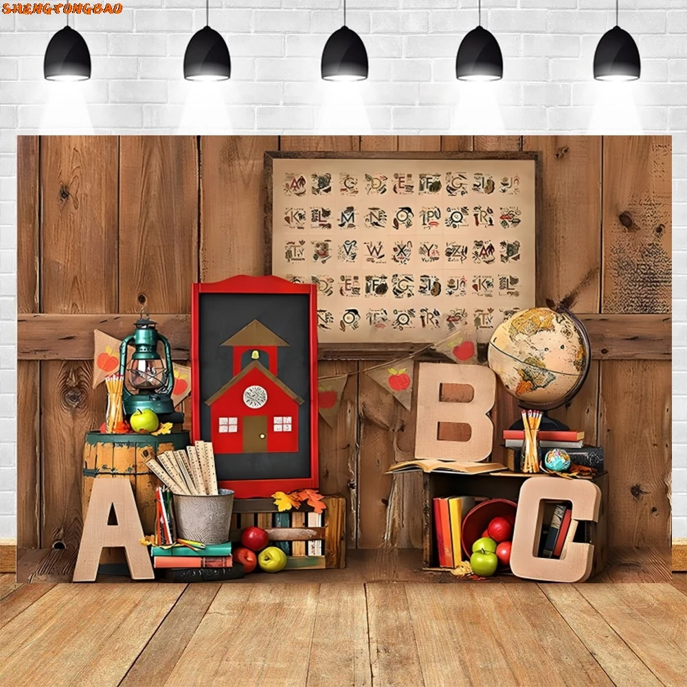 Back to School Photography Backdrop Student Desk Chair Blackboard School Study Classroom Decoration Background Photobooth Props