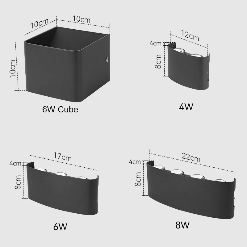 현대 벽 램프 큐브 Led 벽 Sconce 램프 방수 IP65 인테리어 벽 조명 110V 220V 욕실 야외 조명 4W 6W 8W