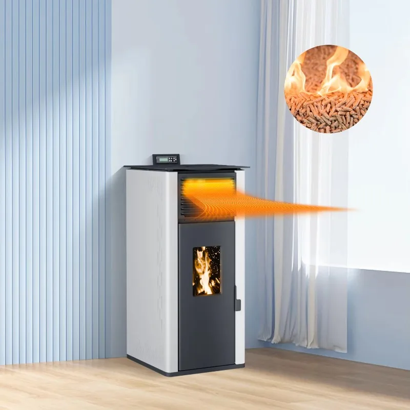 Steel Pellet Stove Biomass Wood Fireplace With Remote Control Modern Design For Indoor Use In Living Room PS-60A