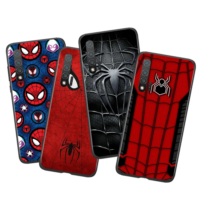 Marvel Spiderman Logo For Huawei Nova Y90 Y70 Y61 10 9 8 8i 7 SE 6 5T 5i 4 3i Plus Pro Black Silicone Soft Phone Case