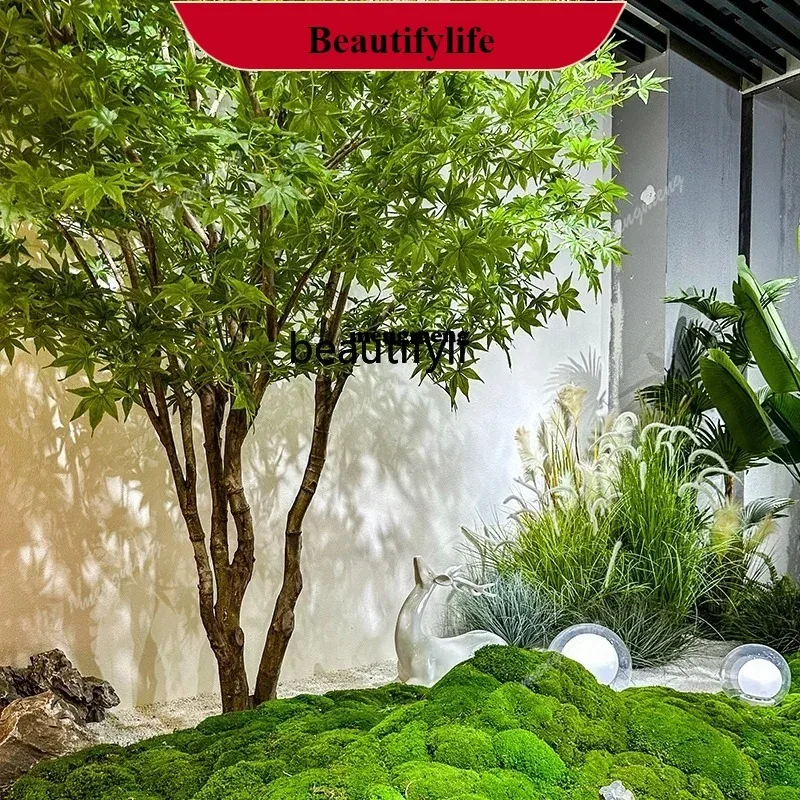 Artificial Green Maple Tree Maple Tree Large Decoration Fake Trees Window Green Plant Landscape Indoor Bionic Plant FloorX