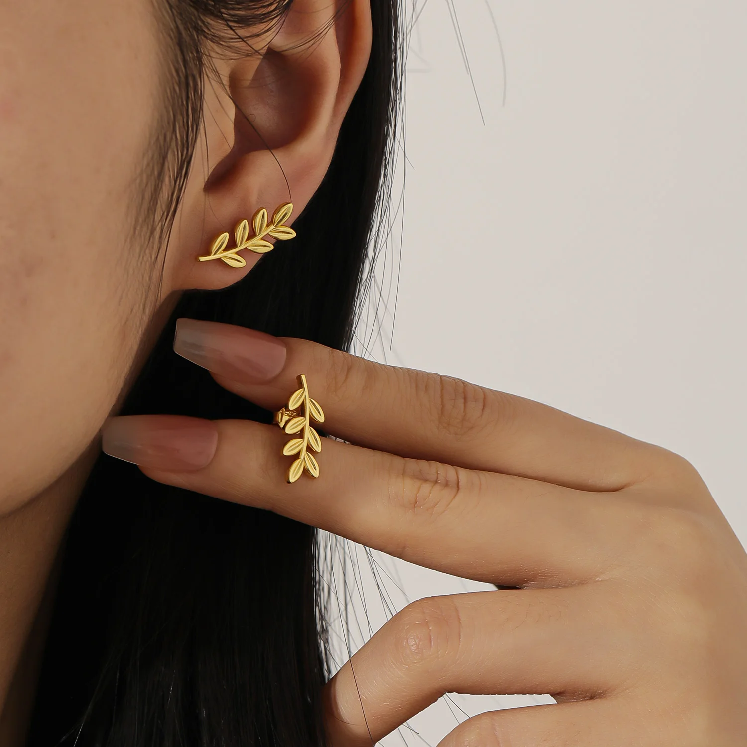 3D Gold Olive Leaf Earrings Jewelry for Women Pair of Leaf Earrings Support Dropshipping
