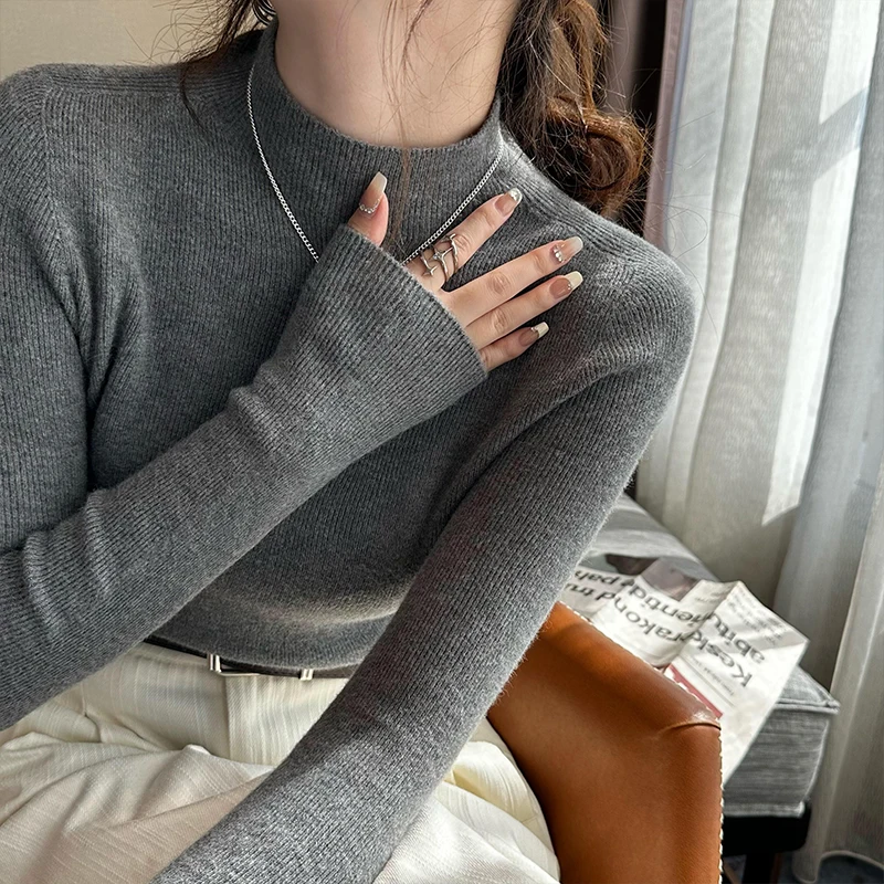 

Autumn Winter 2025 Turtleneck Sweater Women Fashion Tops Women Knitted Pullovers Korean Style Simple Base Layer Knitted Sweater