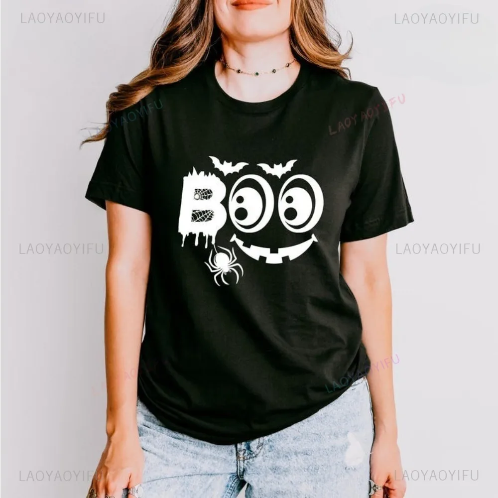 Spooky Ghost Themed Cute Boo Halloween Parties Tshirt Fashion Loose Casual Short Sleeve Women Streetwear Hip Hop Man T Shirt