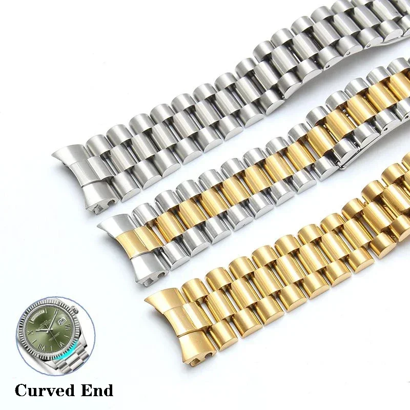 20mm 21mm 904L Stainless Steel Watch Accessories Band For Rolex DATEJUST DAY-DATE OYSTERPERTUAL DATE Silver gold Watch Strap