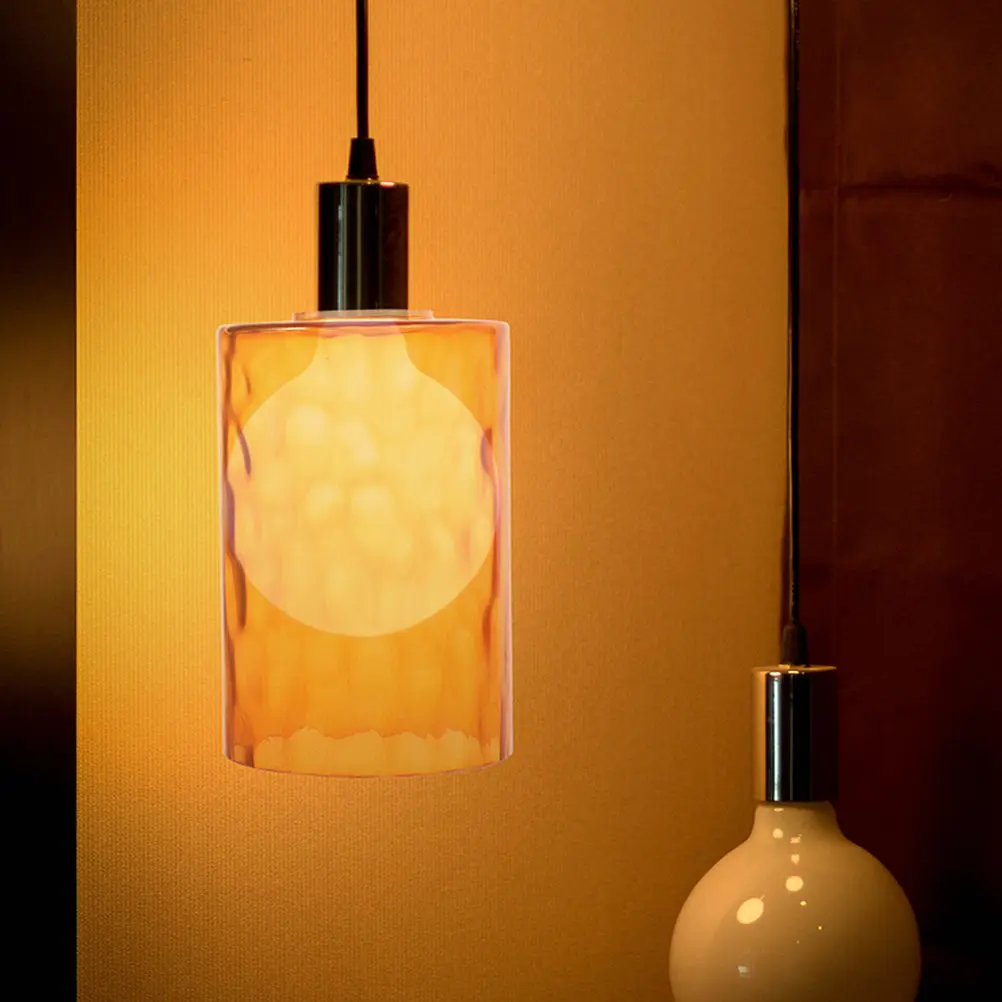 2Pcs Glass Lamp Shades Decorative Cylinder Lampshades Lighting Fixture Covers Replacement Pendant Light Shade Stylish Patterned