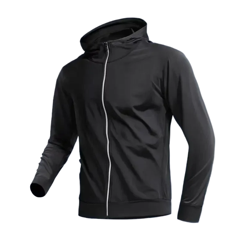 Four Seasons Jacket Zip Up Hooded Sports Jacket Reflective Strip Breathable Workout Running Training Coat