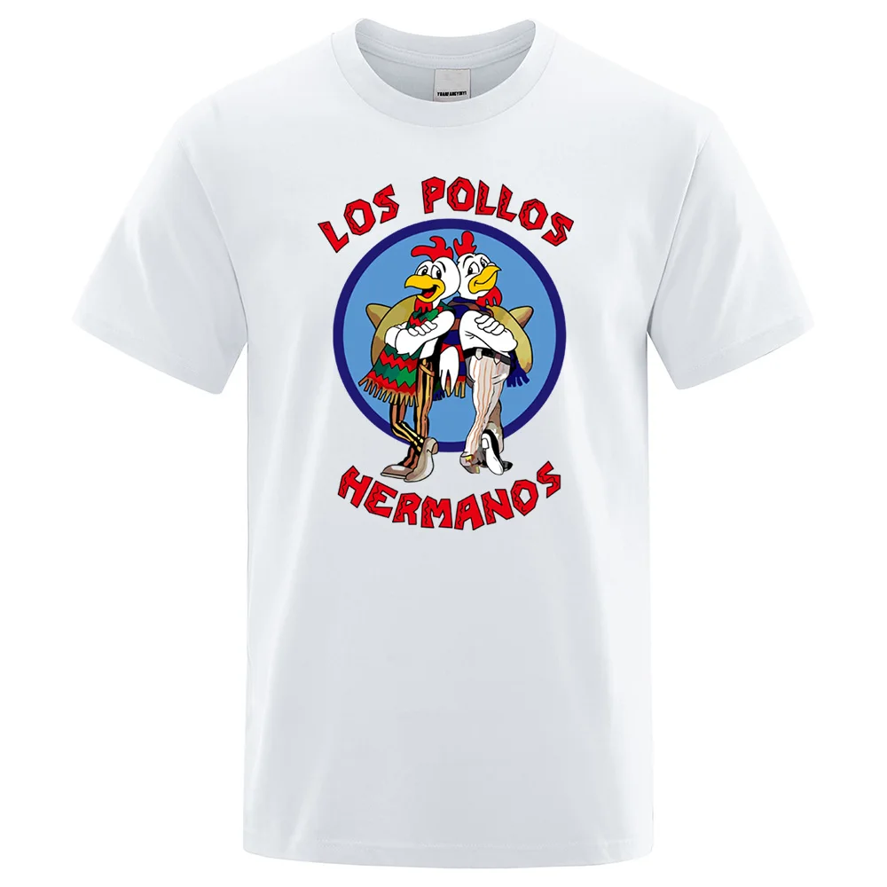 LOS POLLOS Hermanos divertida camiseta estampada hombres moda pantalón corto Casual manga verano algodón transpirable camiseta pollo hermanos camiseta