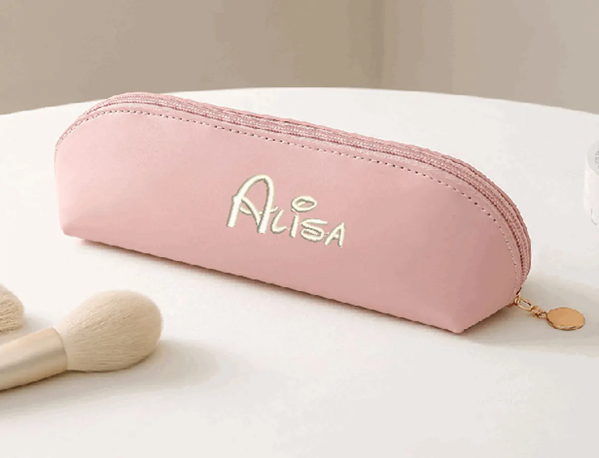 Custom Makeup Bag Monogrammed Embroidered Beautiful Cosmetic Bag Mini Travel Toiletry Handheld Bag Girls Pencil Bag For Children