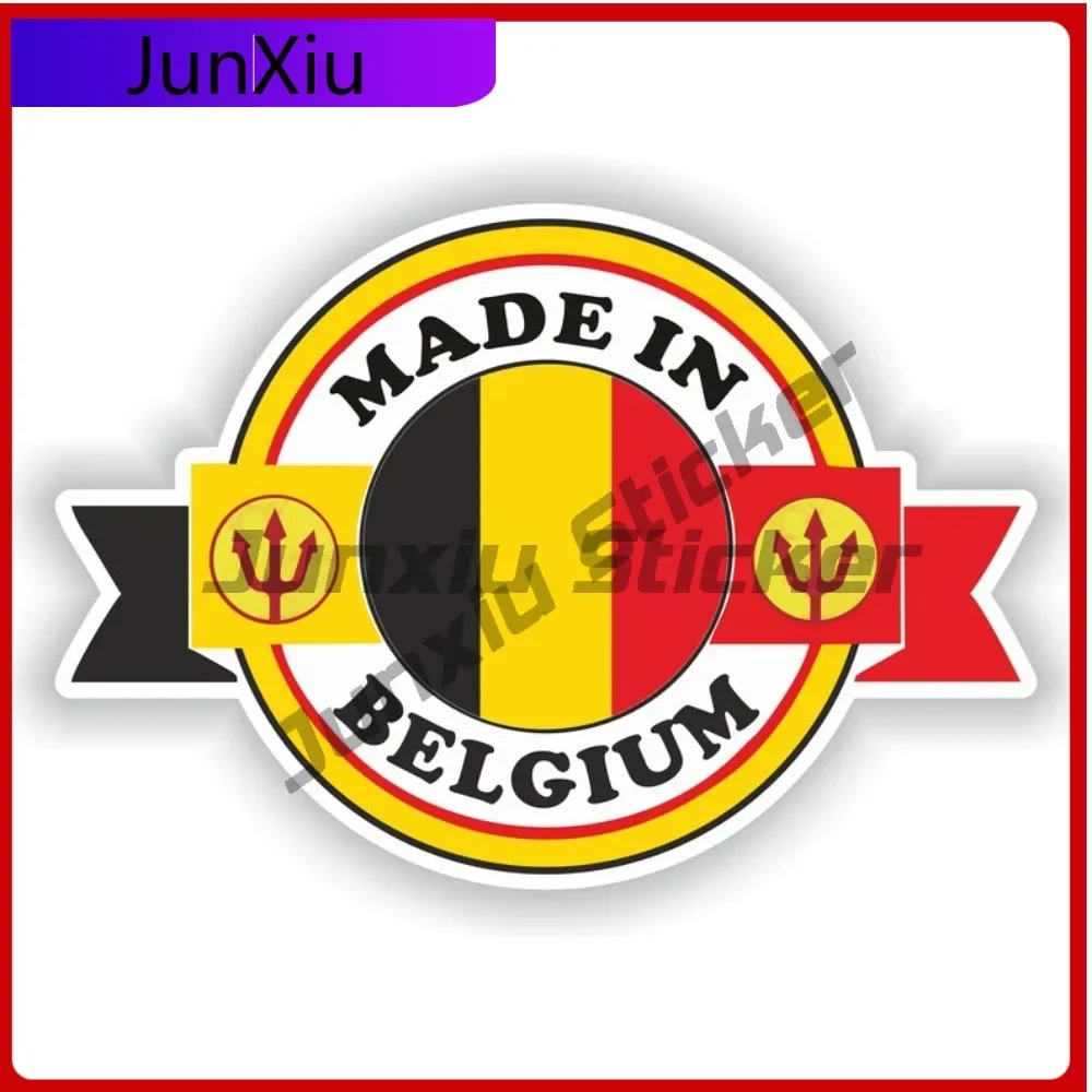 

Made In Belgium Flag With National Emblem Vinyl Waterproof Stickers Decals Adventure Stickers Motorcycle Accessories And Decals