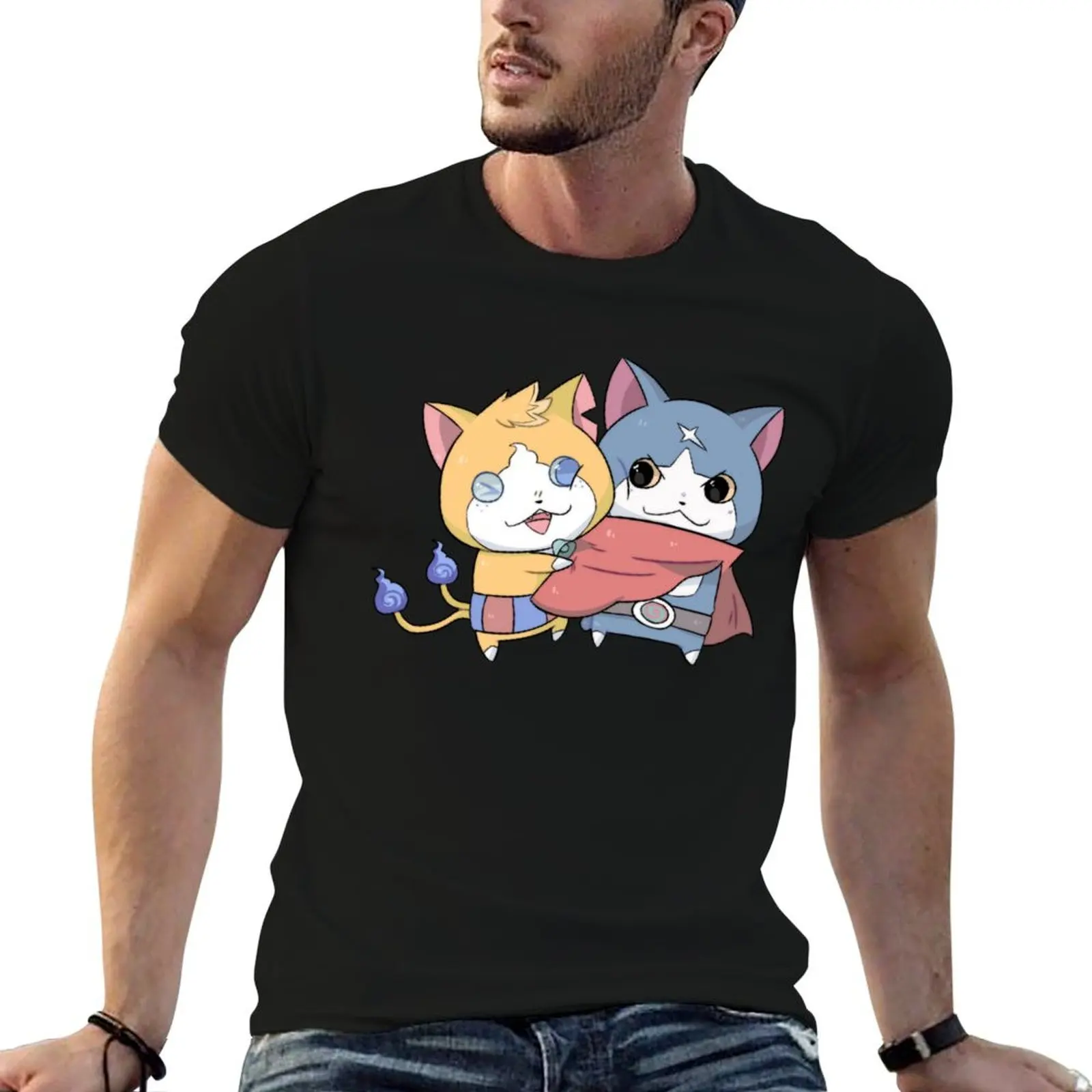 Yokai-Watch Fuyunyan & Tomnyan T-Shirt summer clothes vintage anime shirt mens designer t shirt