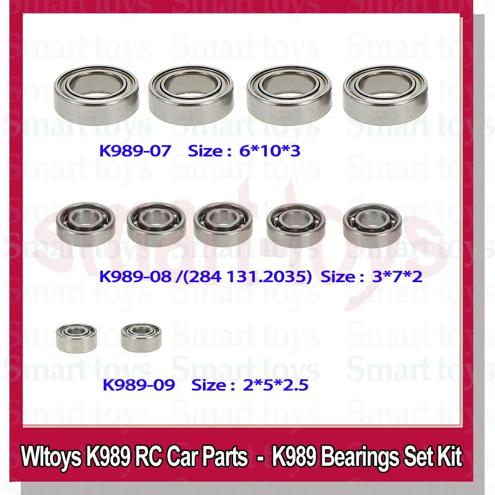 Wltoys K989 Bearing Set K989-07 K989-08 K989-09 Ball Bearings for WL 284131 K969 K979 K989 K999 P929 P939 1/28 Rc Car Parts