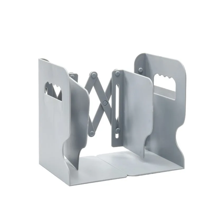 ที่วางหนังสือแบบยืดหดได้พร้อมที่ใส่ปากกา ชั้นวางหนังสือแบบพับได้บนโต๊ะเรียบง่าย ชั้นวางหนังสือแบบยืดแนวตั้ง วางหนังสือแนวตั้ง