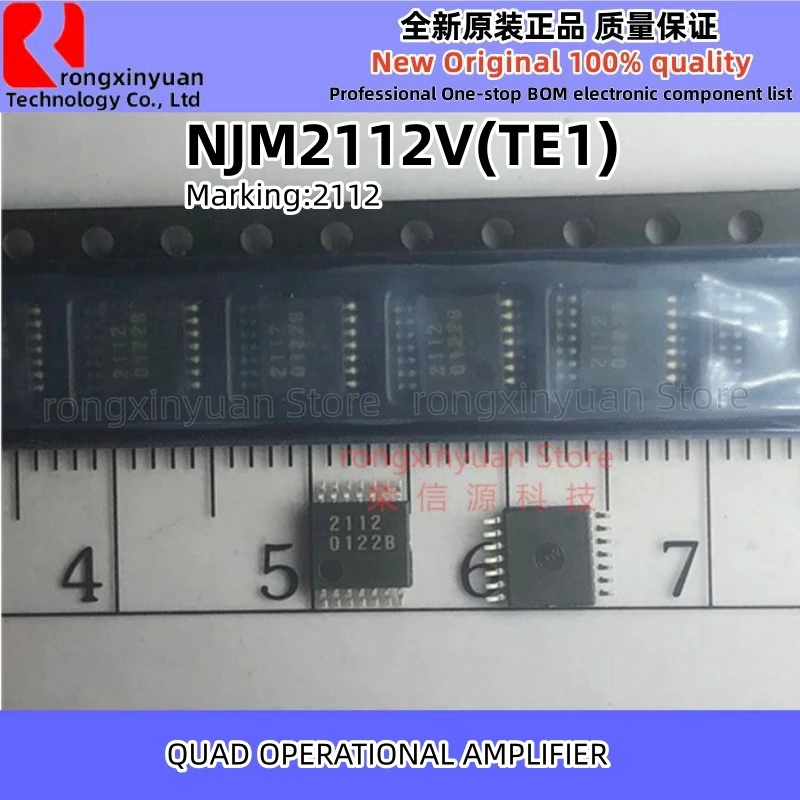 5Pcs NJM2112V(TE1) NJM2112V-TE1 NJM2112V Marking: 2112 TSSOP-14 NJM2112  QUAD OPERATIONAL AMPLIFIER Chipset  100% New original