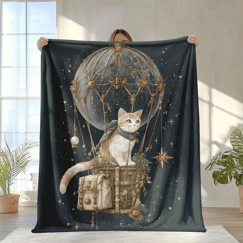Hot air balloon cat pattern, suitable for both home and travel use, can be used indoors or outdoors, for living room decoration
