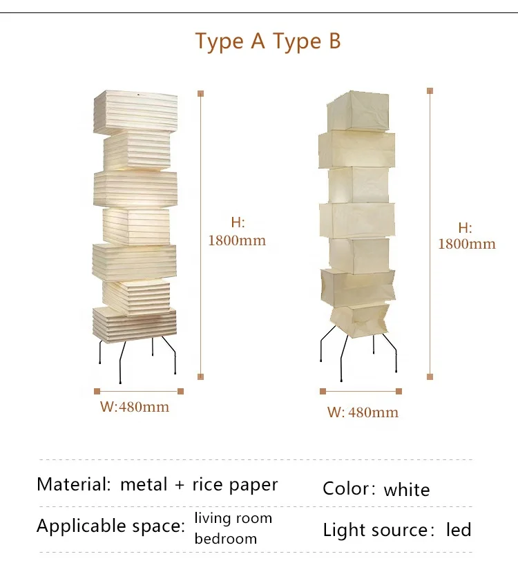Modern Japanese Art Design E27 Bulb Plug Floor Lamp White Rice Paper with Contemporary Style for Hotel Living Room Paper Lantern