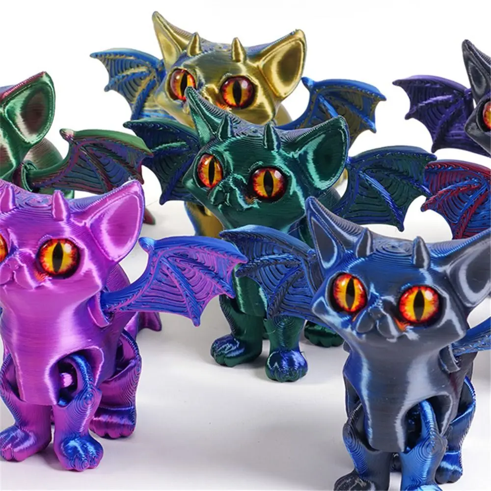 هدية شيطان الملاك القطط ثلاثية الأبعاد مطبوعة القط متعددة المفاصل المنقولة مفصلية القط التماثيل المنمنمات عشاق القط جامع