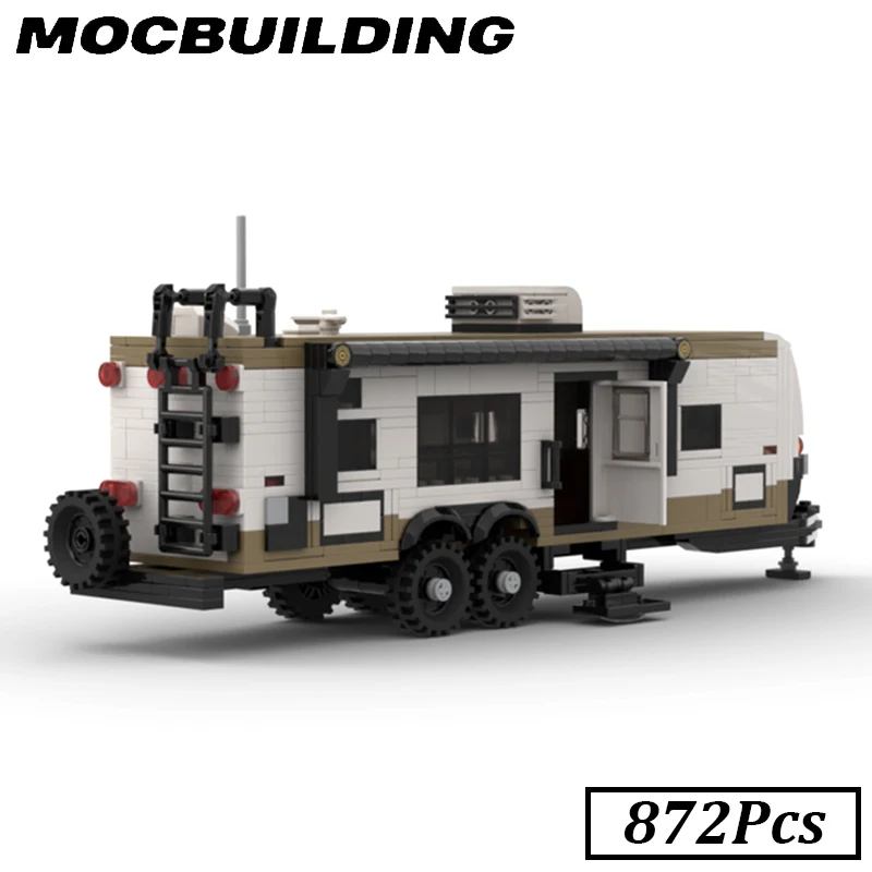 Car Trailer City Vehicle Camper Speed Champion Building Blocks Technique Car Moc Collection Model Display Assembled Toy for Boys