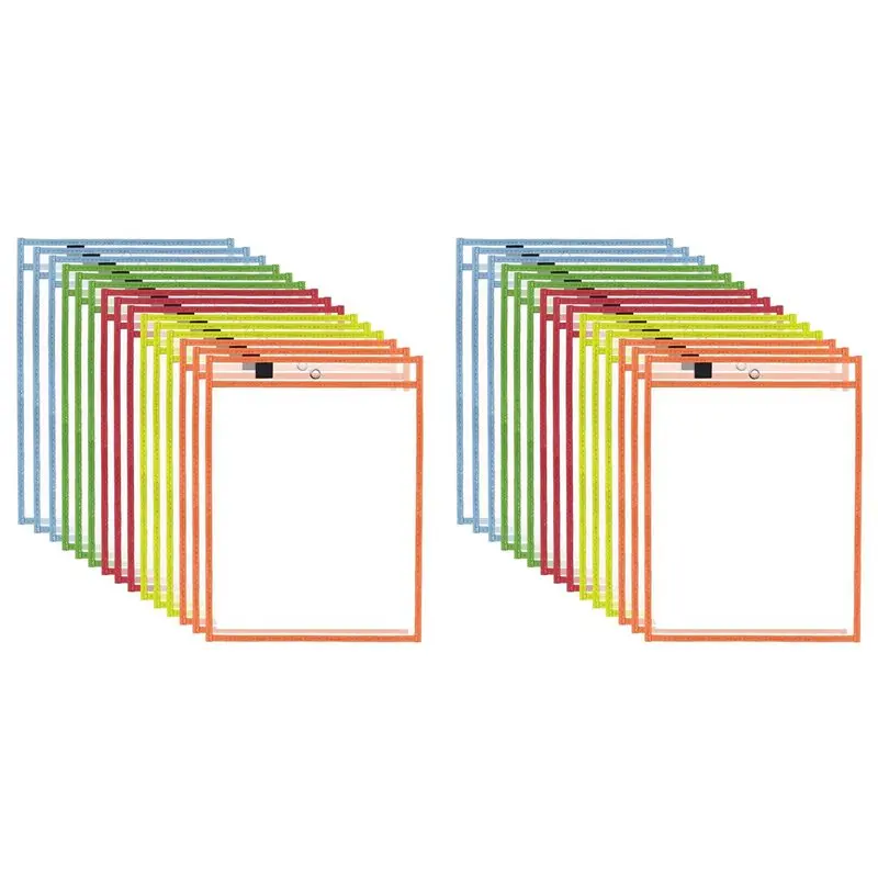 Leading-Dry Erase Pocket Reusable Sleeves, Plastic File Sleeves Page Protectors For Teachers Classroom Office Supplies,30PCS