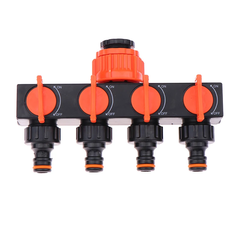 New 1PCS Diverter 4-way Faucet Water Distributor With Switch Four-way Valve For Water Pipe Hose Pipe Tap Connectors