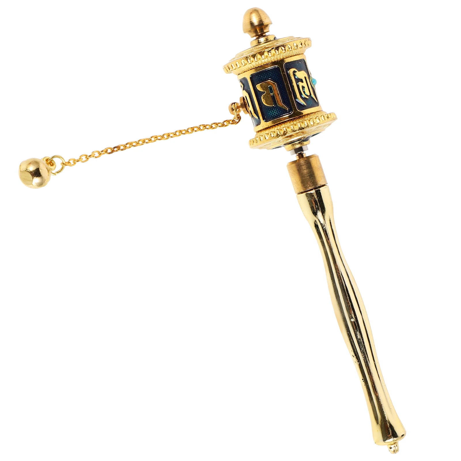 

Six-Word Handheld Tibetan Prayer Wheel Mini Travel Painted Alloy Dual Bearing Prayer Table Decor Buddhist Blessings