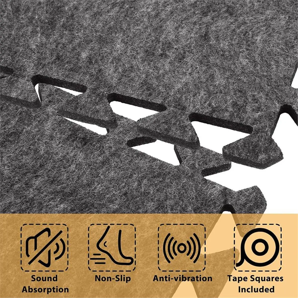 B72ABG 16 Pcs High Density Sound Absorbing Interlocking Floor Mats, 11.8 X 11.8 Inches for Music Studios/Home