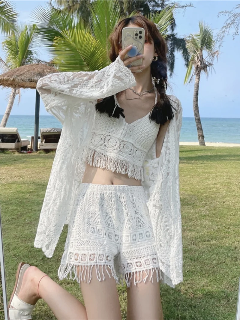 

Beach Vaion Date Swimsuit Women's 2025 New Slimming Two-Piece Thermal Spring Bathing Suit Tee-Piece Set V-Ne Flat Butt