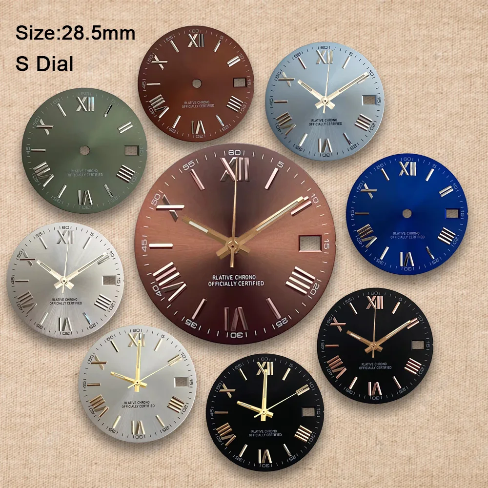 28.5mm S Logo Rome Dial Fit NH35/4R/7S Movement High Quality Sunray Watch Modification Accessories