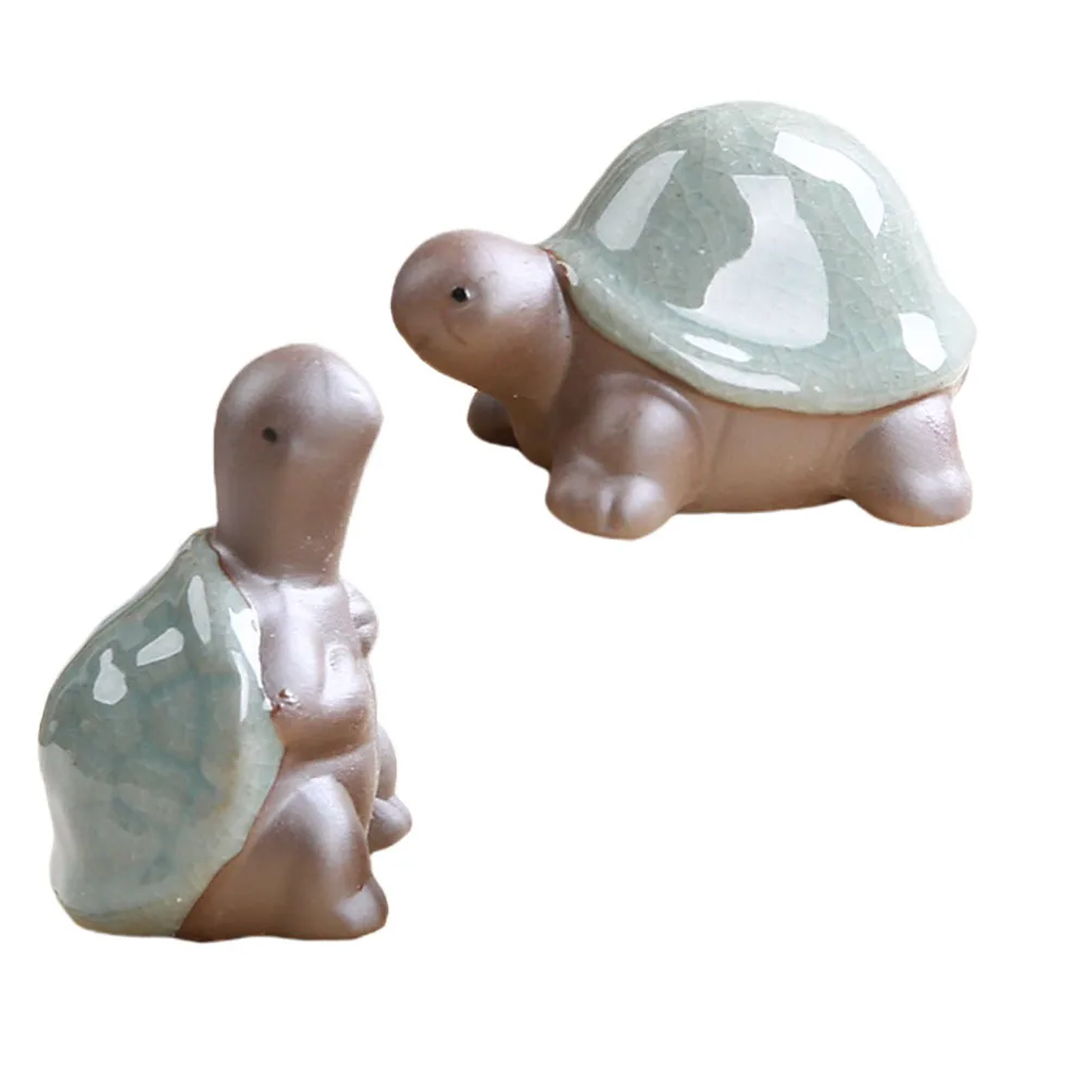 

2Pcs Gray Ceramic Tortoise Decorations Lifelike Mini Tea Pets for Teahouse Room Office Tabletop Ornament Ceramic Tea Pet