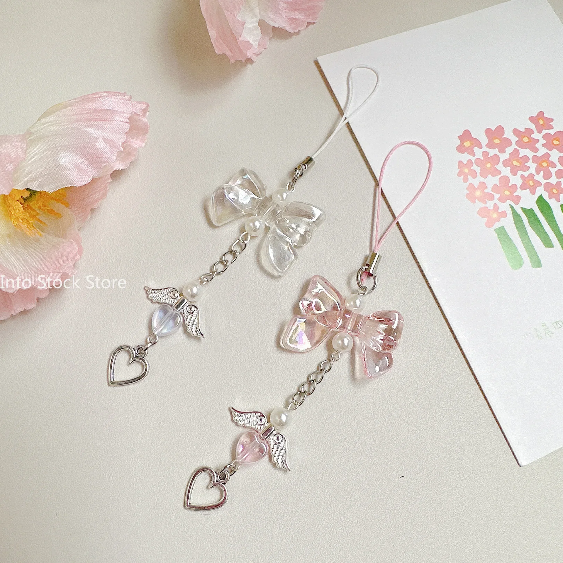 Phone Charm Y2K Phone Chain Trendy Pendant Bow Lanyard Mobile Phone Strap Sweet Girl Key Cord Mobile Lanyard Jewelry Gift image 2