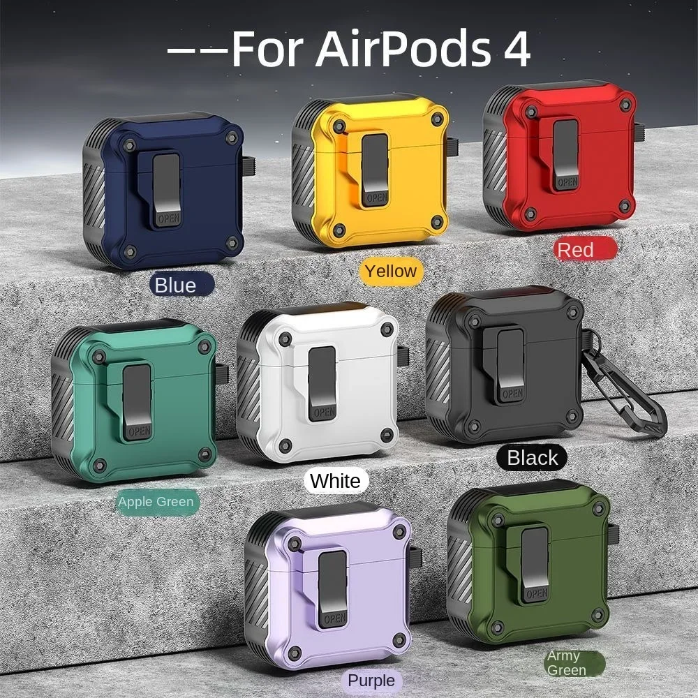 The button opens the lid automatically Case For Apple Airpods 4 Earphone Automatic pop-up cover Case New 2024 Cover For AirPods4