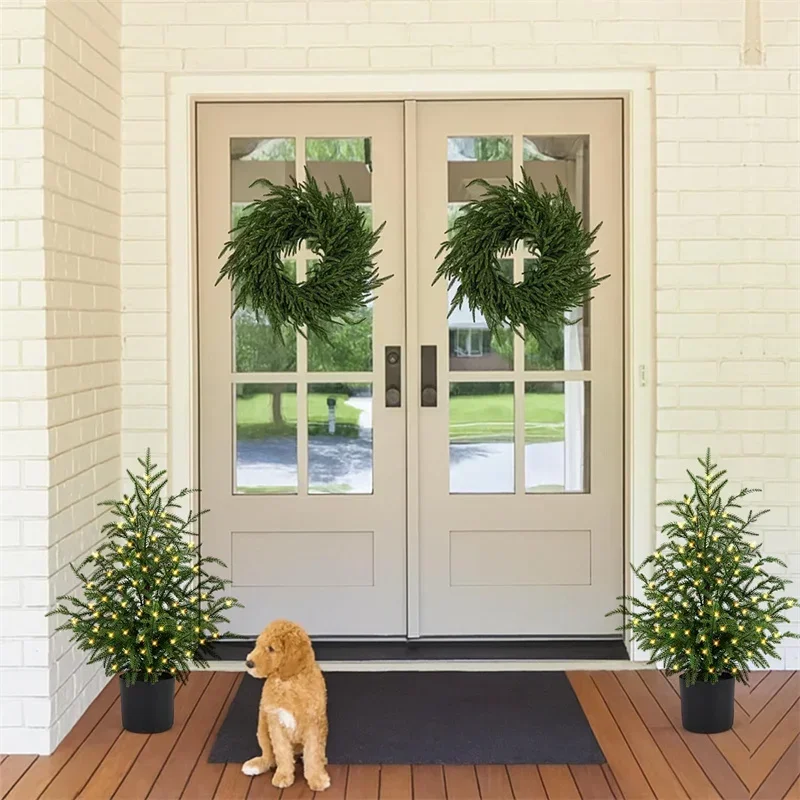 JUSTINLAU 2FT الاصطناعي نورفولك الصنوبر السرو يترك أصائص الأشجار منضدية شجرة صناعية عطلة زينة عيد الميلاد للمنزل أو المكتب #3