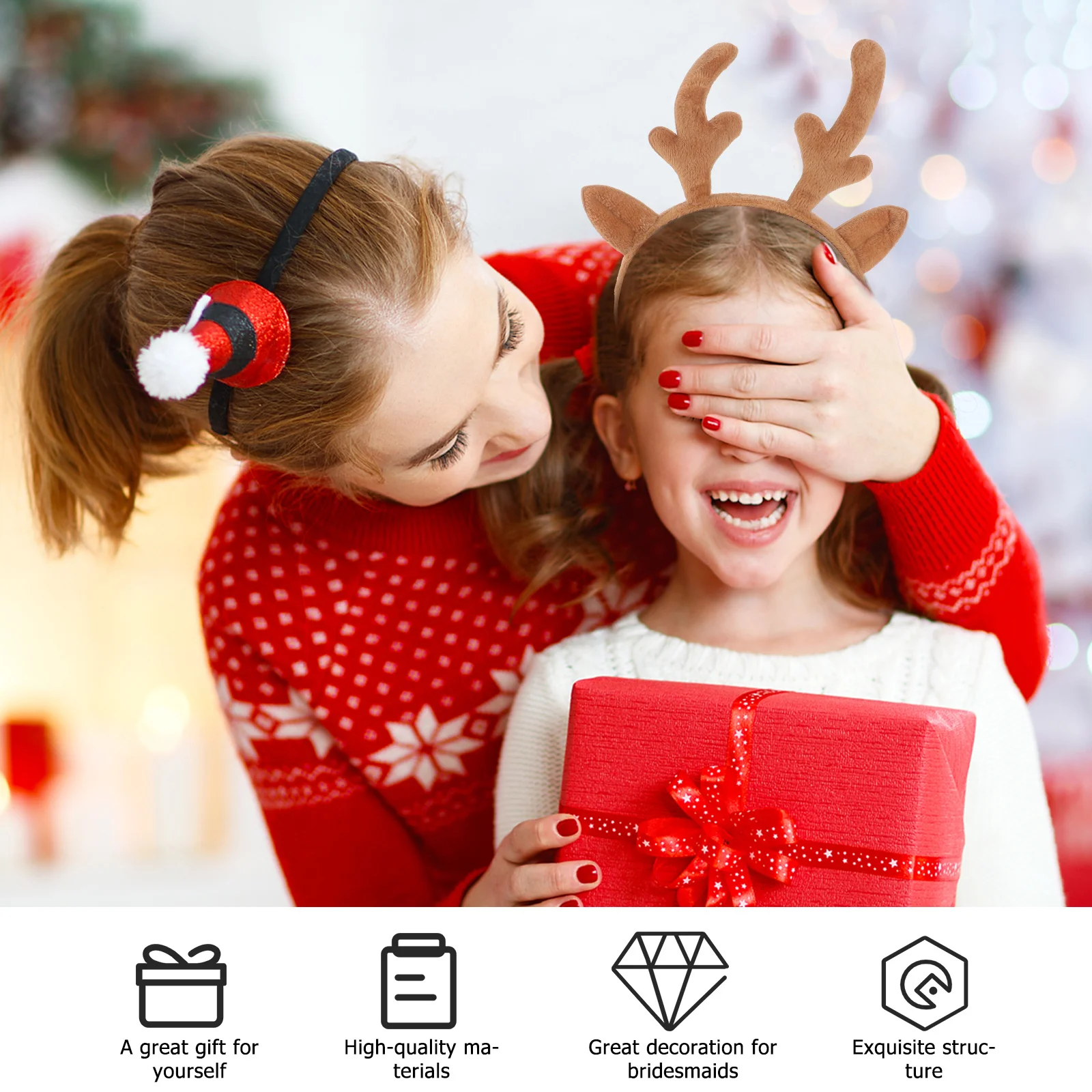 

Reindeer Antler Christmas Headband Holiday Party Hairband Accessories Fun Festive Hair Hoop Christmas Headband