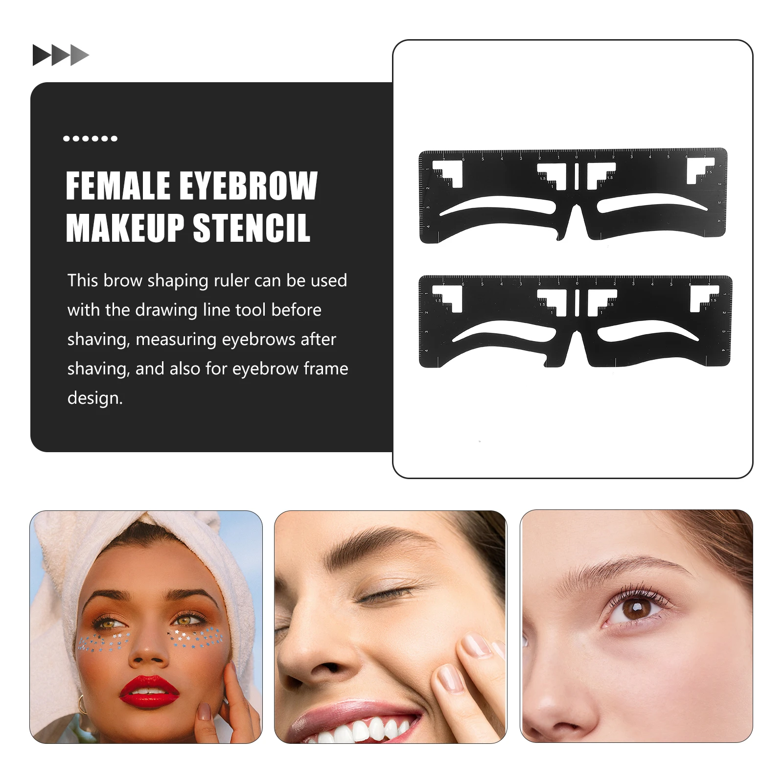 

2 шт. линейка для бровей, корректор формы, многоразовый трафарет для рисования, инструмент для женского макияжа, карта для бровей, практичная женщина