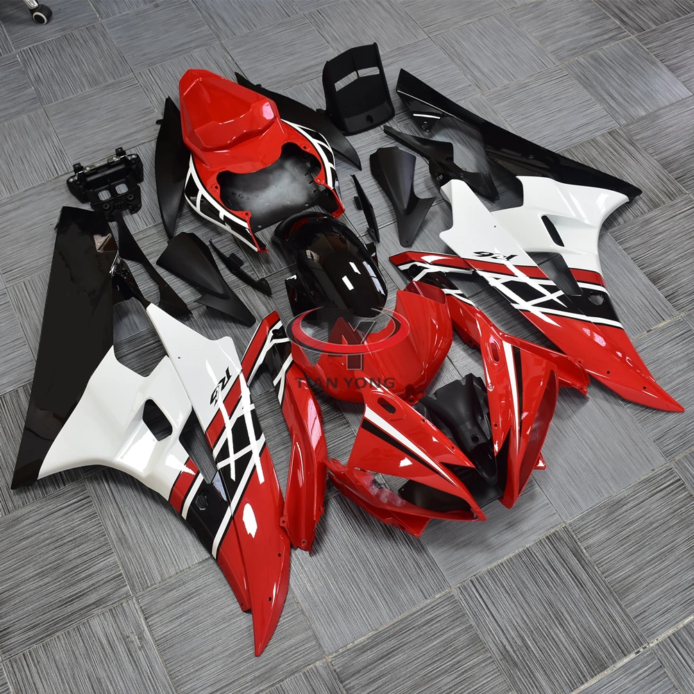 For Yamaha YZF 600 R6 2006 2007 Motorcycle Full Fairing Kits Bodywork Cowling Injection Molding Red white black printed stripes