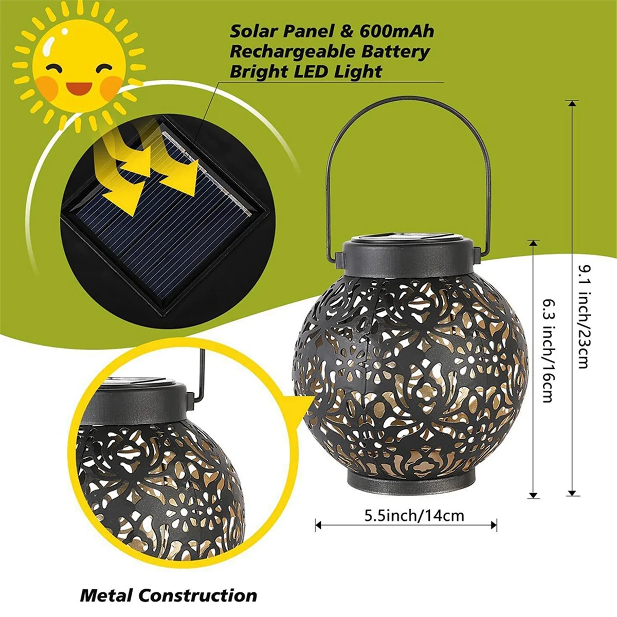 A79I Outdoor Lanterns Solar Lantern Outdoor Lights, Waterproof Hanging Outdoor Solar Lanterns Lights for Garden Decor