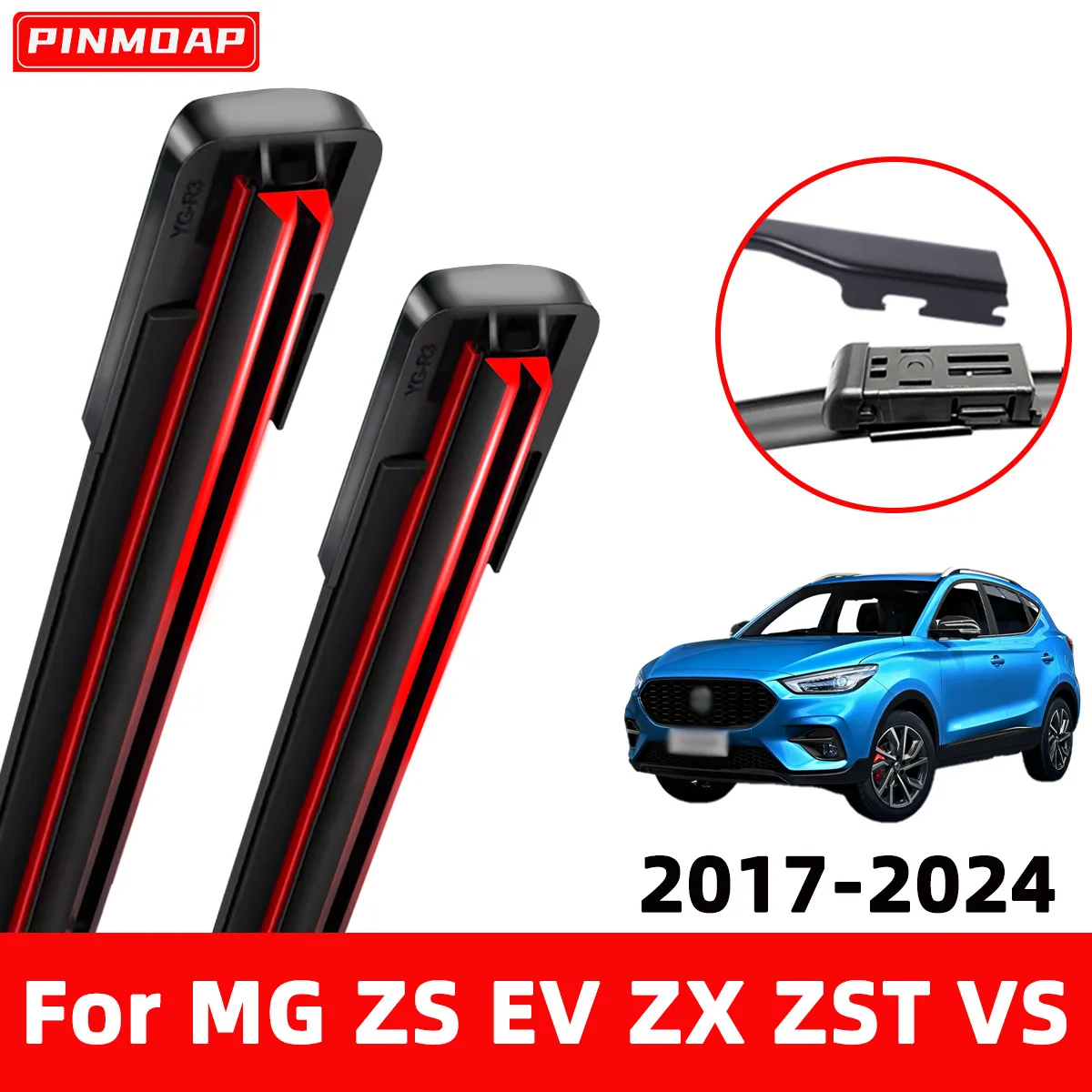 

PINMOAP Car Windshield Wiper Blades Are Suitable For MG ZS EV ZX ZST VS 2017-2024 Natural Rubber Strip Accessories Wiper Blades