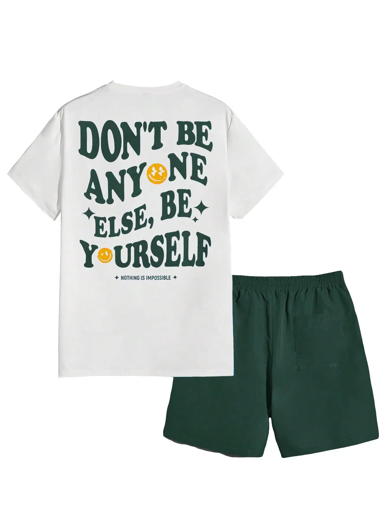 

Summer Outdoor Vacation T-shirt Shorts Two-piece Set Men's Letter Printing Pattern Pure Cotton Leisure Sports Shirts