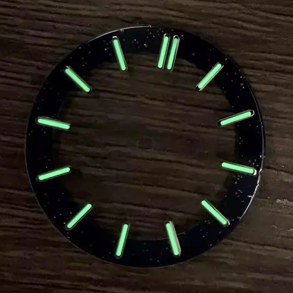 31.8mm Watch Dial Green Luminous Dial for NH70 Movement Round Dials Silver/Rose Nails Watch Face Modified Accessories