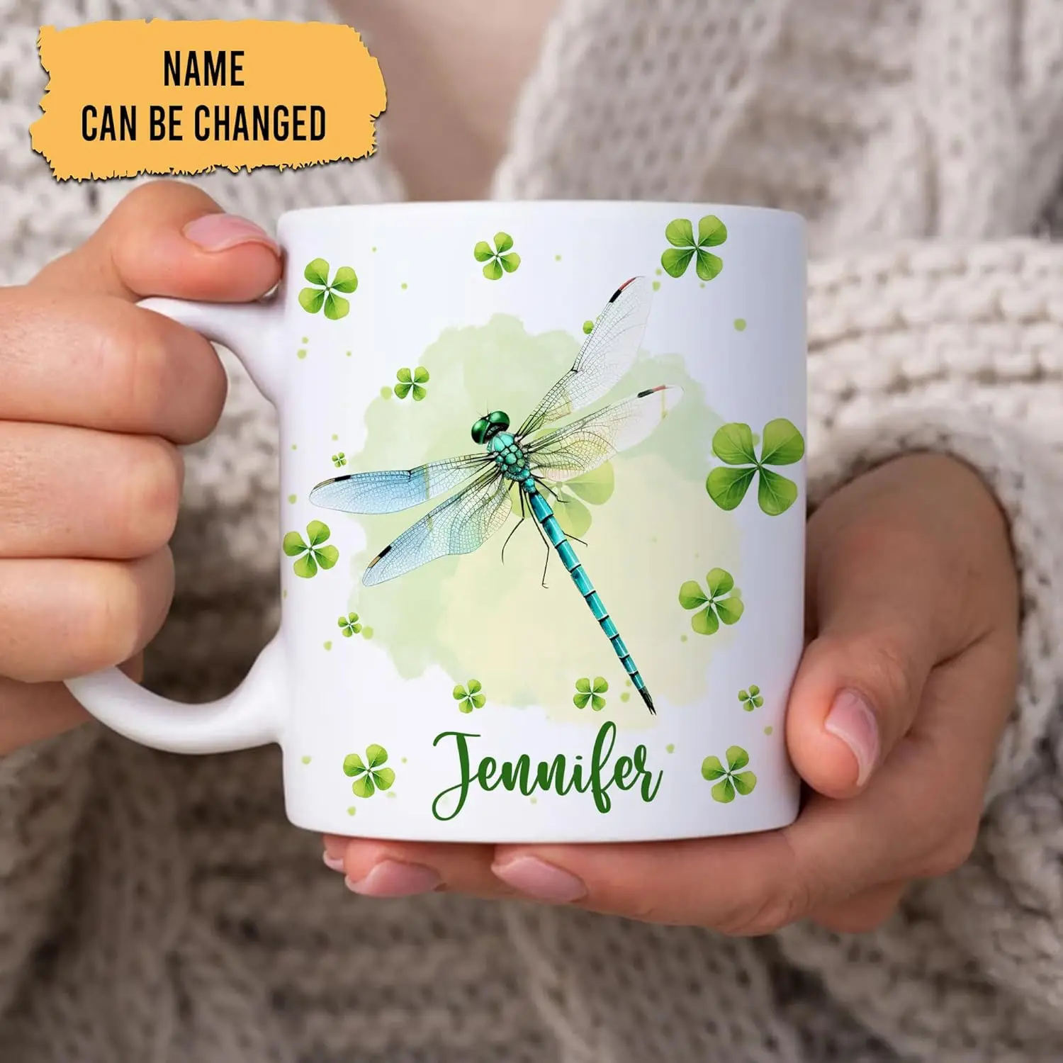 Personalized Gifts Cardinal Lover - With Lucky Four Leaf Clover Custom Ceramic Coffee Mug Cup 11oz Animal Lover Gifts For Women
