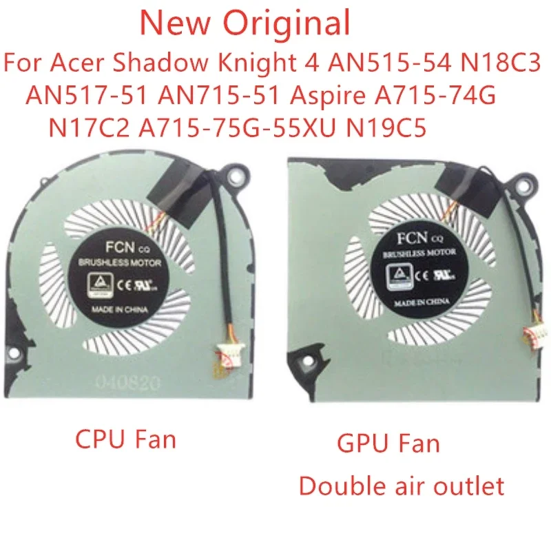 Nowy oryginalny Laptop CPU chłodzenie dla Acer Shadow Knight 4 AN515-54 AN517-51 AN715-51 aspirować A715-74G N17C2 A715-75G-55XU N19C5