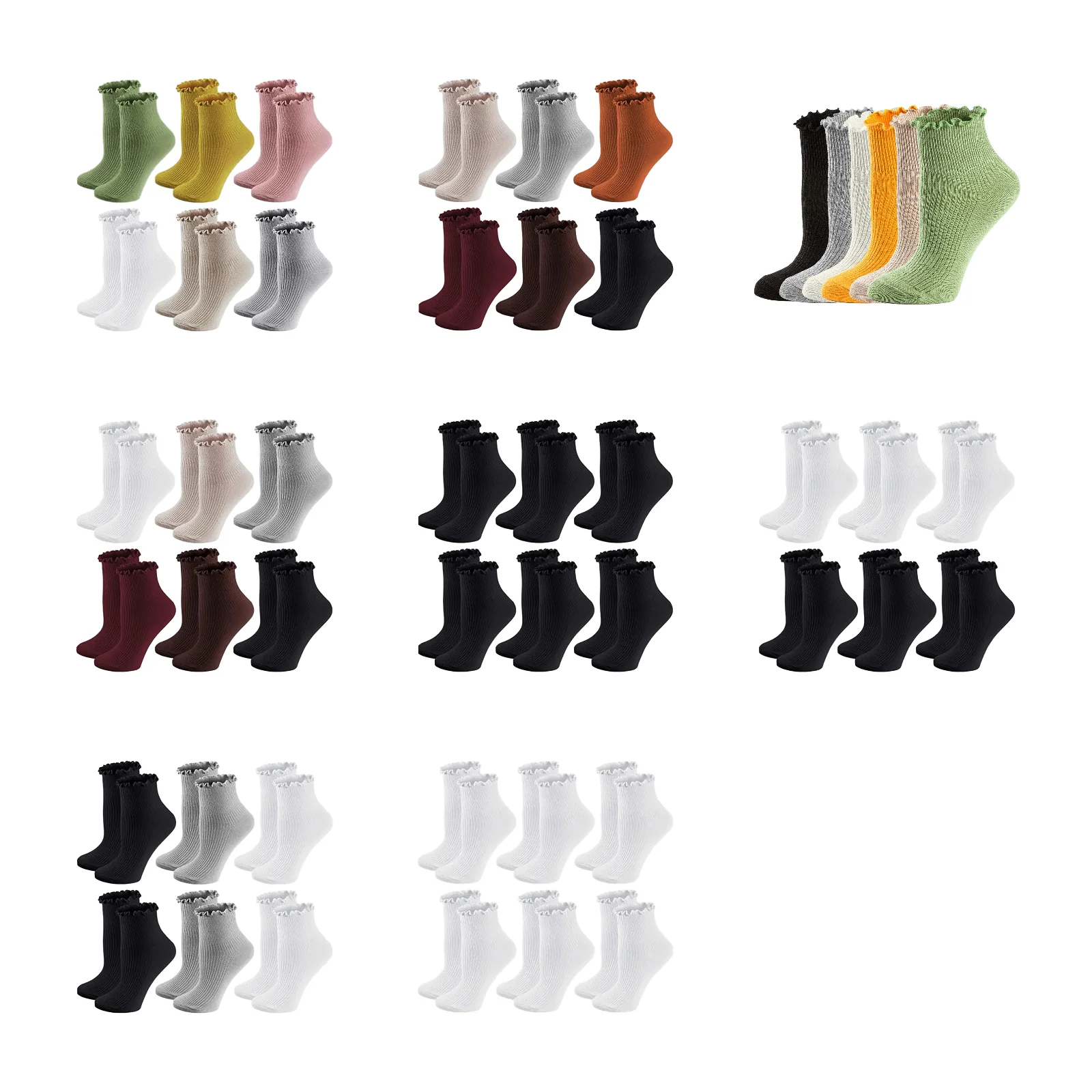 Japanese Lolita ruffled low-top socks 8-style combination set (combination 1-8 full series)
