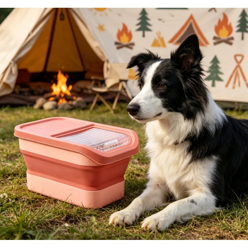 Recipiente Hermético Dobrável para Ração de Gato e Cachorro 13LB 2026 Novo com Tampa Caixa para Ração Seca Grãos Arroz Cozinha